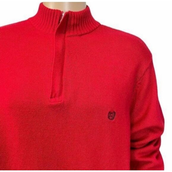 Chaps 1/4 Zip Pullover Red Knit Sweater XL - Picture 2 of 6